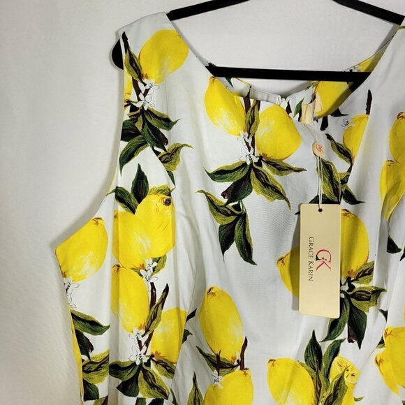 NWT Grace Karin Women's Fit and Flare Lemon Pattern Modest Spring Dress Size 4X - Picture 4 of 12